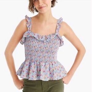 J Crew Richmond Smocked Floral Sleeveless Top in Liberty Fabric